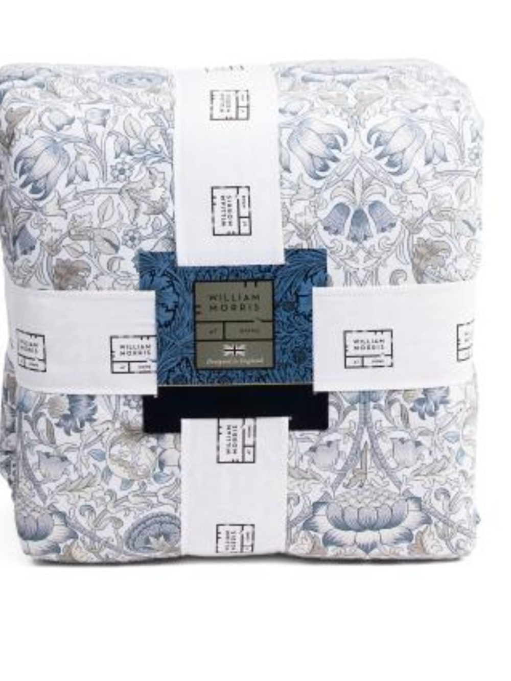 William Morris Comforter Set Of 3 King Size 100% Cotton Natural Blue Lodden
